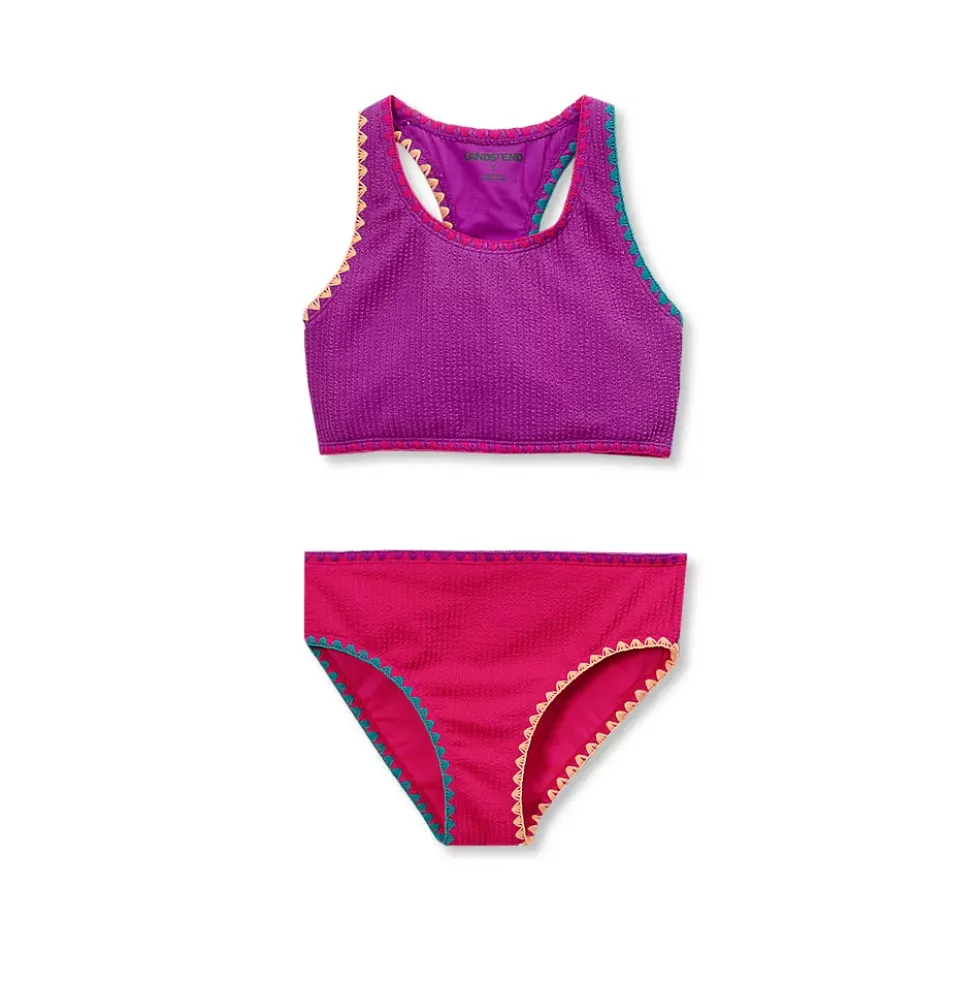 Girls Chlorine Resistant Embroidered Bikini Swimsuit Set