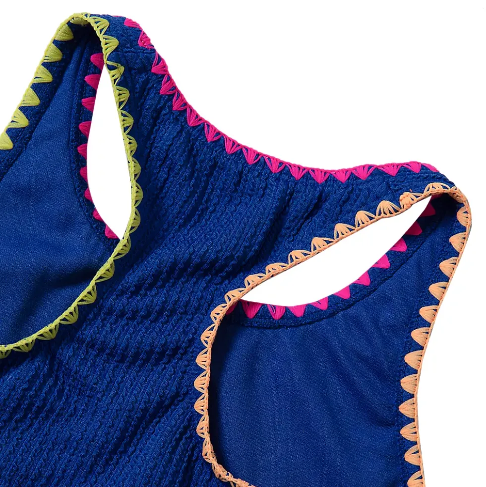 Girls Chlorine Resistant Embroidered Bikini Swimsuit Set