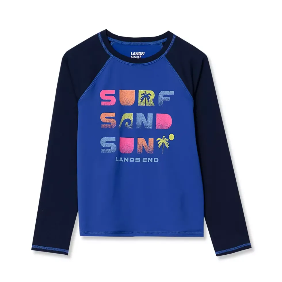 Girls Chlorine Resistant Long Sleeve Crew Neck Rash Guard