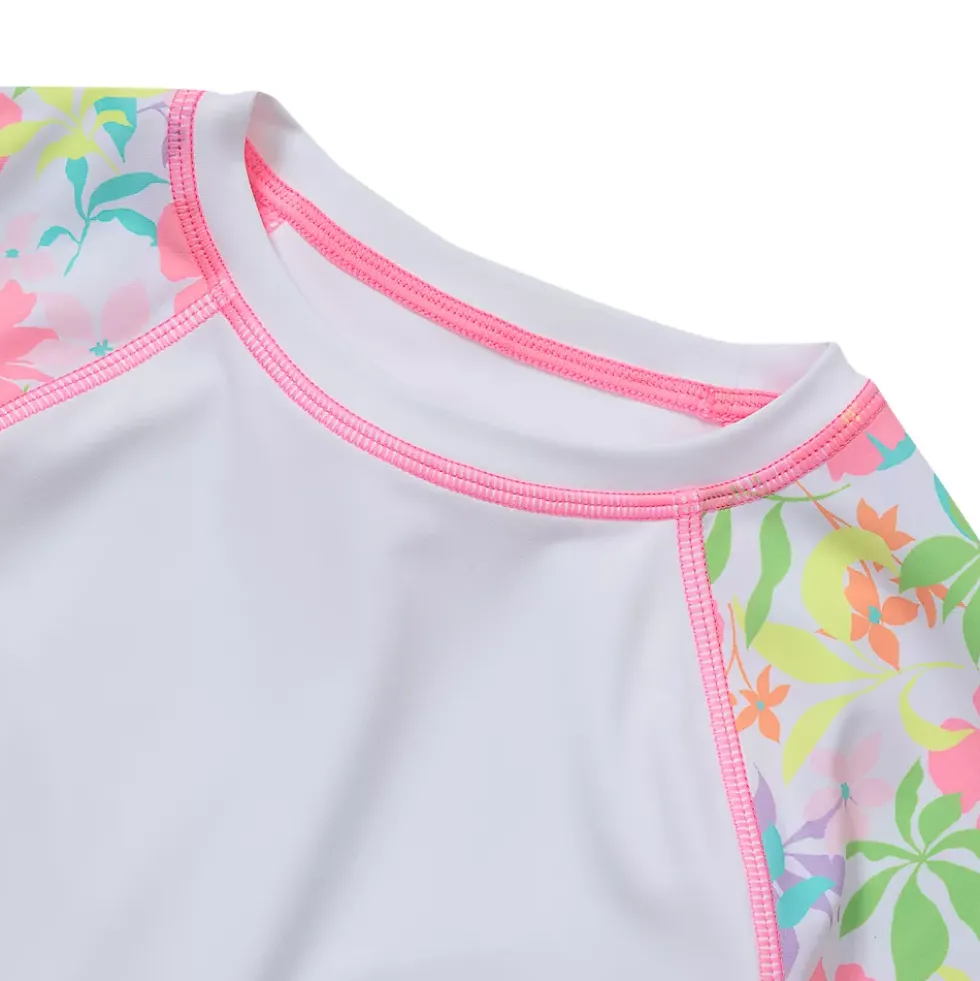 Girls Chlorine Resistant Long Sleeve Crew Neck Rash Guard
