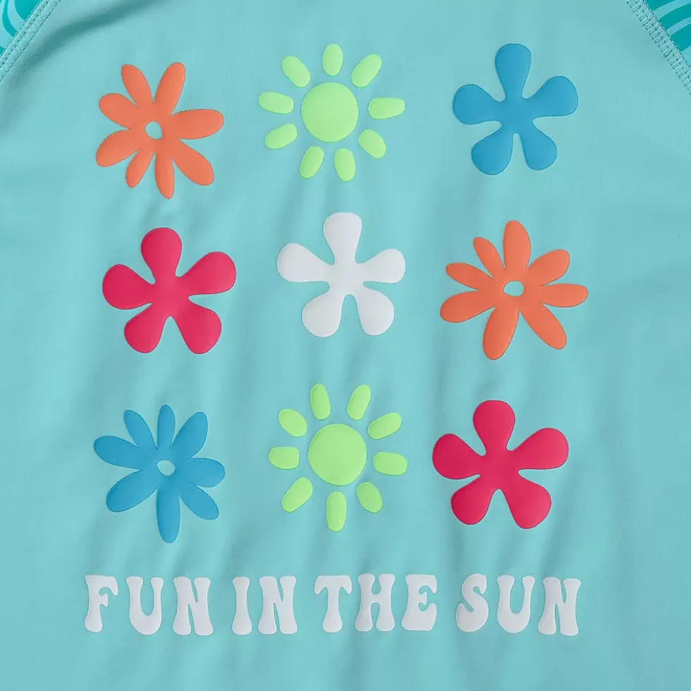 Girls Chlorine Resistant Long Sleeve Crew Neck Rash Guard