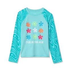 Girls Chlorine Resistant Long Sleeve Crew Neck Rash Guard