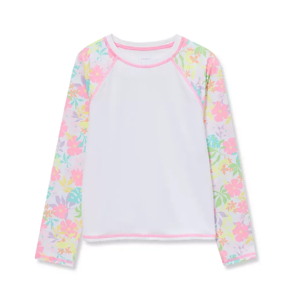Girls Chlorine Resistant Long Sleeve Crew Neck Rash Guard