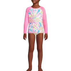 Girls Chlorine Resistant Rash Guard Swim Top Bikini Top and Bottoms UPF 50 Swimsuit Set