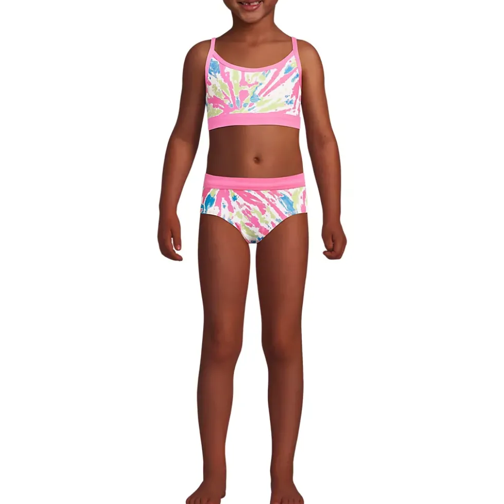 Girls Chlorine Resistant Rash Guard Swim Top Bikini Top and Bottoms UPF 50 Swimsuit Set