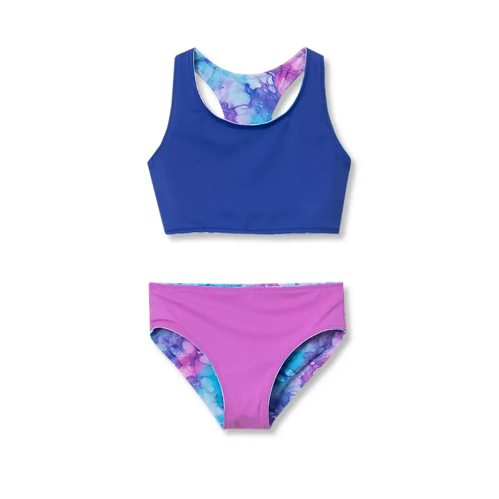 Girls Chlorine Resistant Reversible Sporty Bikini Swimsuit Set