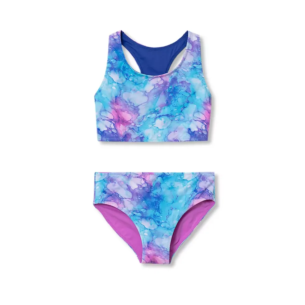 Girls Chlorine Resistant Reversible Sporty Bikini Swimsuit Set
