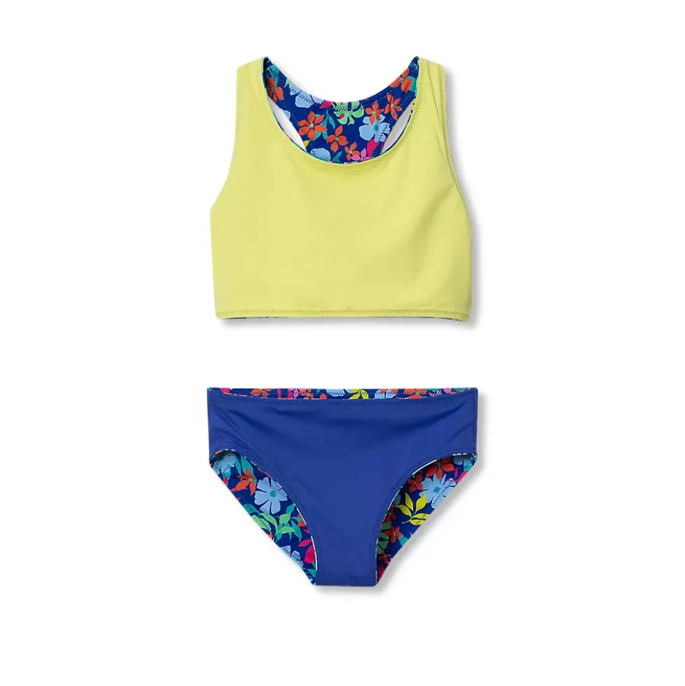 Girls Chlorine Resistant Reversible Sporty Bikini Swimsuit Set