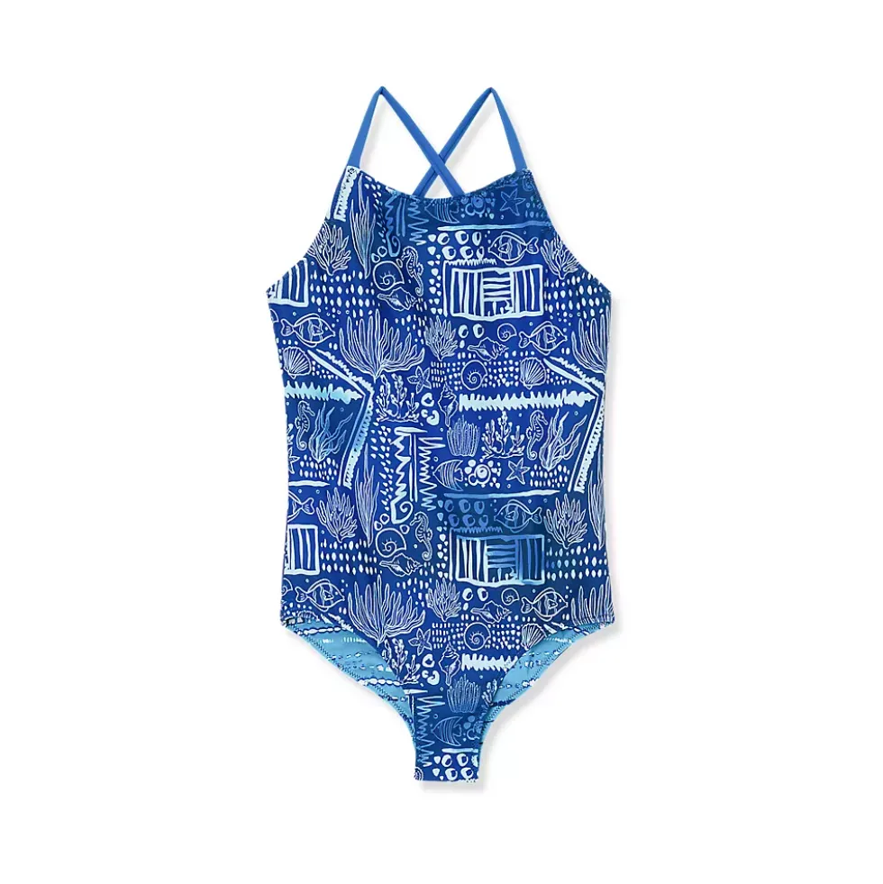 Girls Chlorine Resistant Reversible One Piece Swimsuit