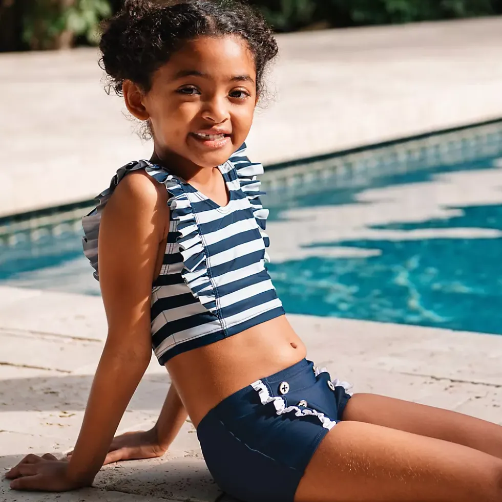 Girls Chlorine Resistant Ruffle Tankini Swimsuit Set