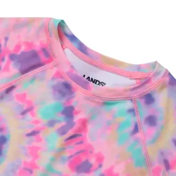 Girls Chlorine Resistant Short Sleeve Crew Neck Swim Rash Guard