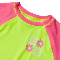 Girls Chlorine Resistant Short Sleeve Rash Guard 3 Piece Swimsuit Set