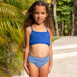 Girls Chlorine Resistant Short Sleeve Rash Guard 3 Piece Swimsuit Set