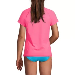 Girls Chlorine Resistant Short Sleeve Crew Neck UPF50 Rash Guard