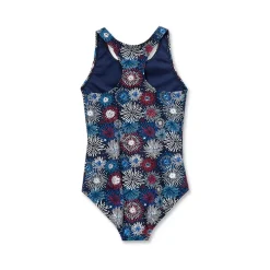 Girls Chlorine Resistant Sporty Hi-Neck Racer Back One Piece Swimsuit