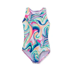 Girls Chlorine Resistant Sporty Hi-Neck Racer Back One Piece Swimsuit
