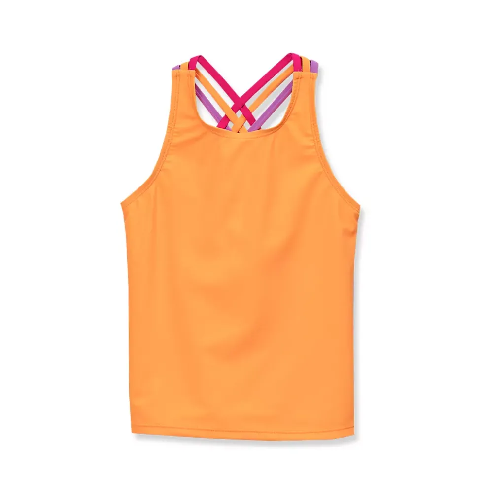 Girls Chlorine Resistant Strappy X-Back Tankini Top