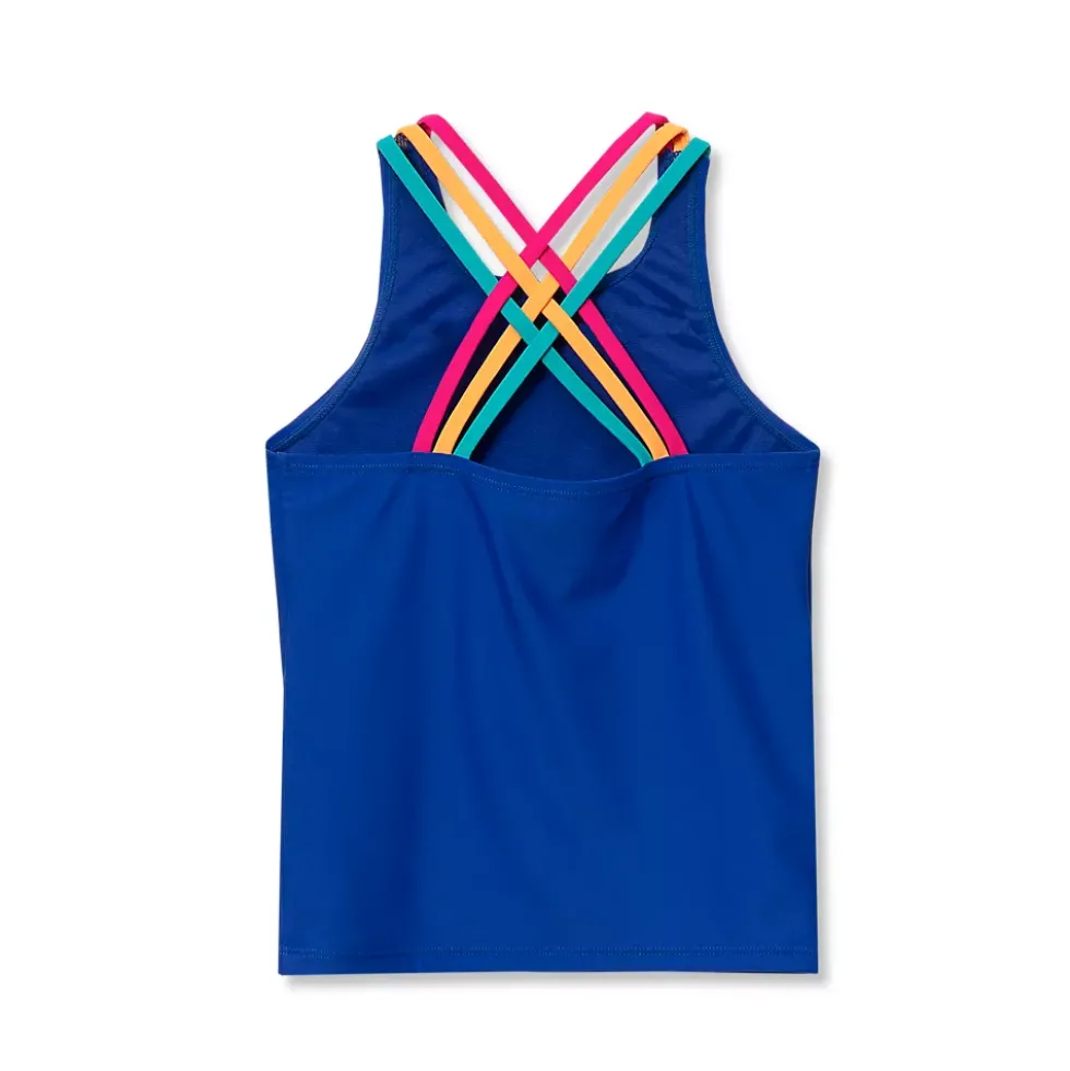 Girls Chlorine Resistant Strappy X-Back Tankini Top