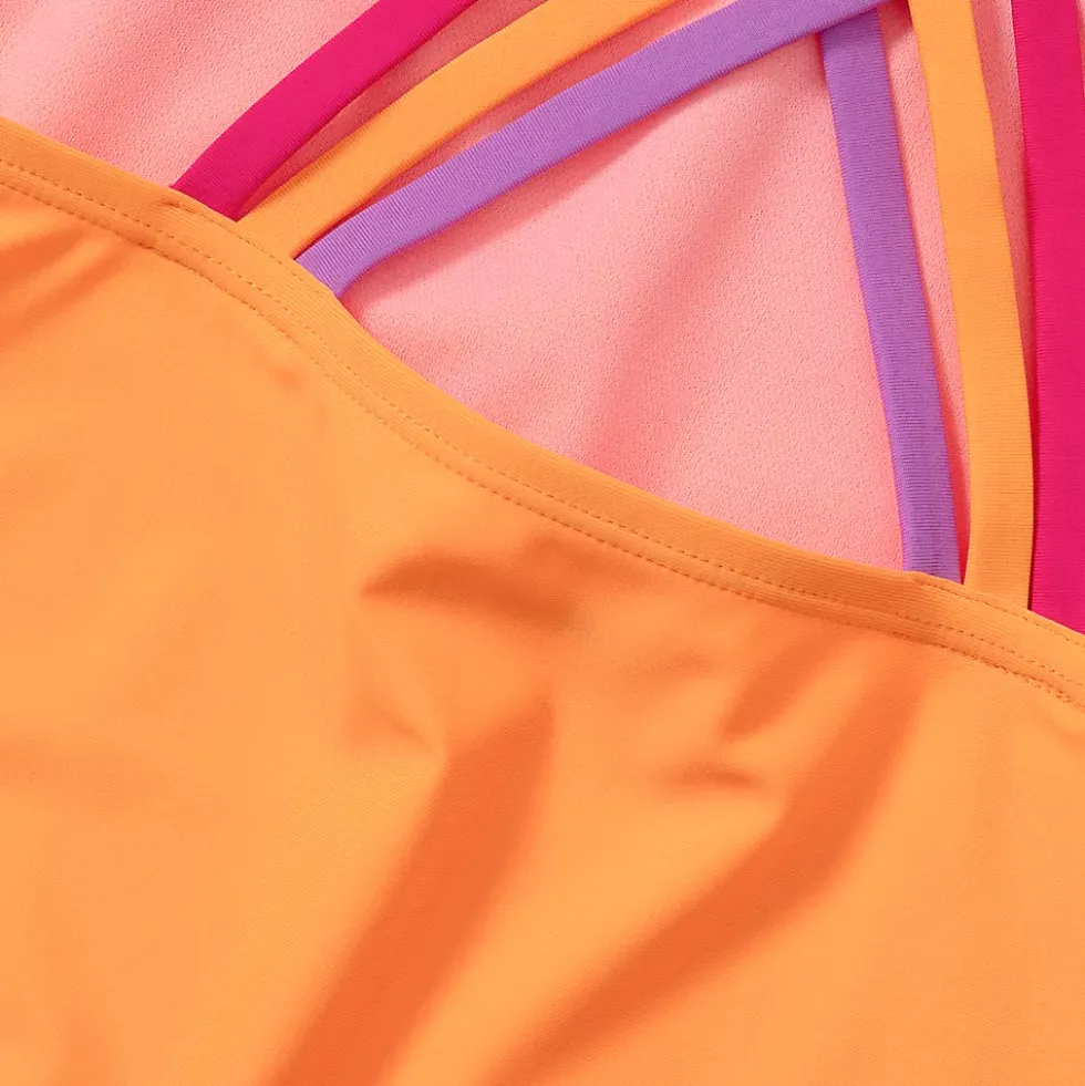Girls Chlorine Resistant Strappy X-Back Tankini Top