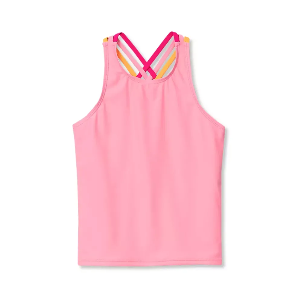 Girls Chlorine Resistant Strappy X-Back Tankini Top
