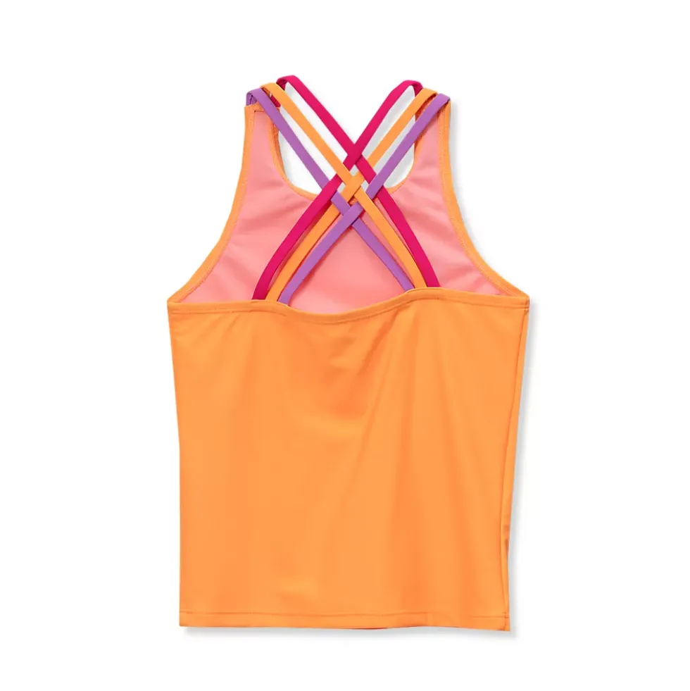 Girls Chlorine Resistant Strappy X-Back Tankini Top