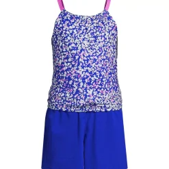 Girls Chlorine Resistant Tankini Top Woven Short Set