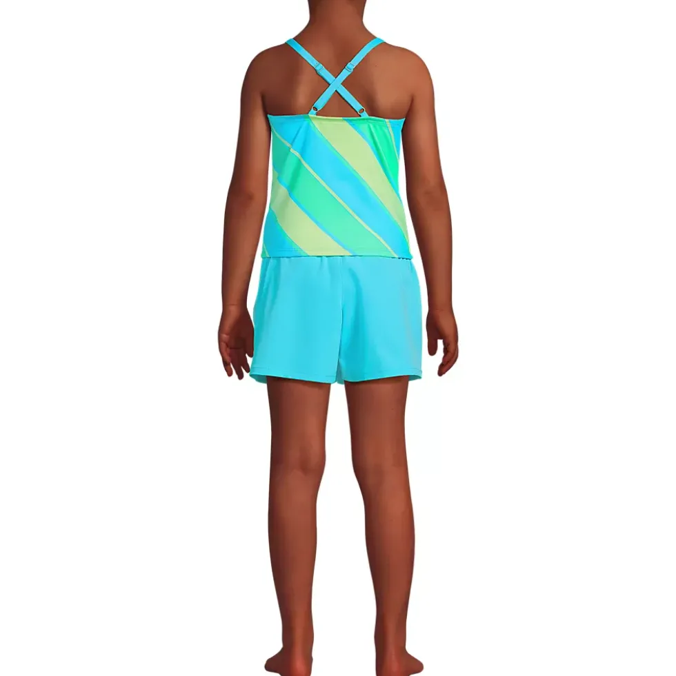 Girls Chlorine Resistant Tankini Top Woven Short Set