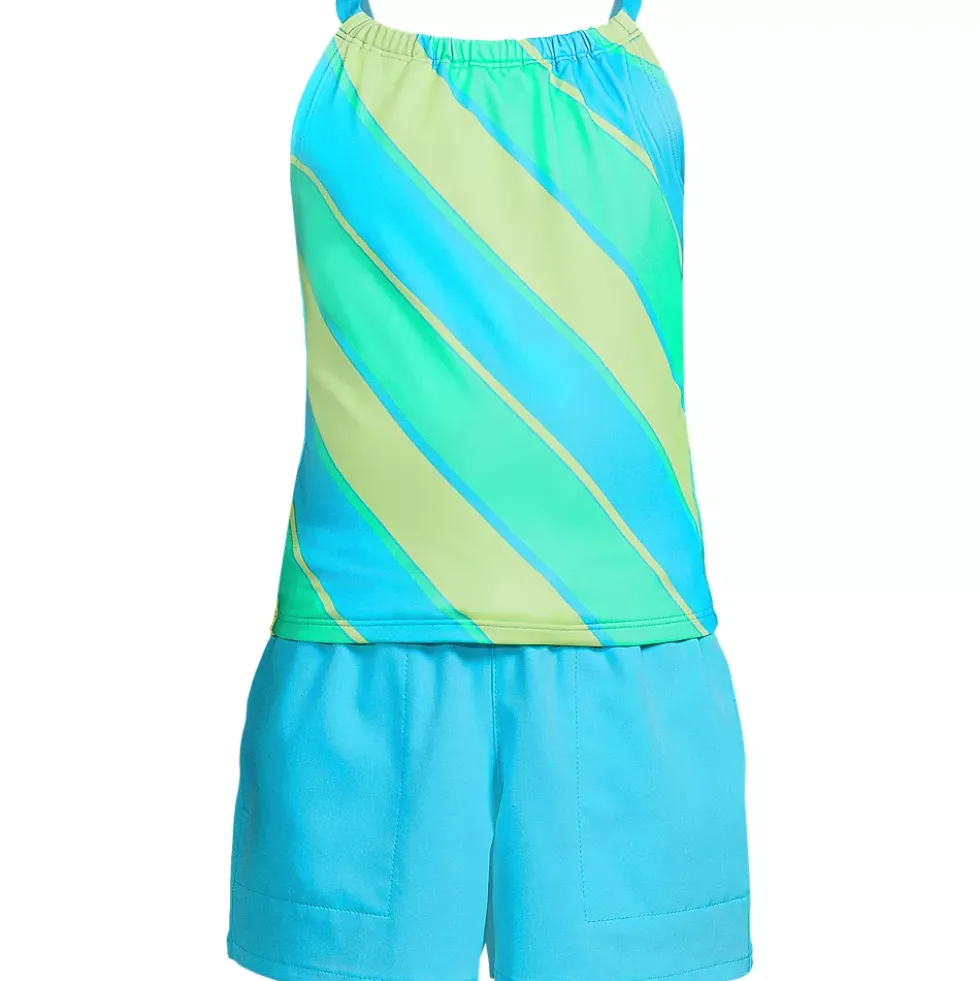 Girls Chlorine Resistant Tankini Top Woven Short Set