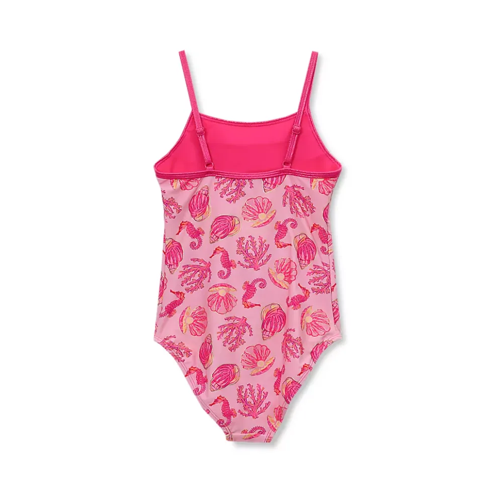 Girls Chlorine Resistant X-Back Ruffle One Piece Swimsuit