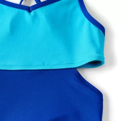 Girls Chlorine Resistant X-Back Cut Out One Piece Swimsuit