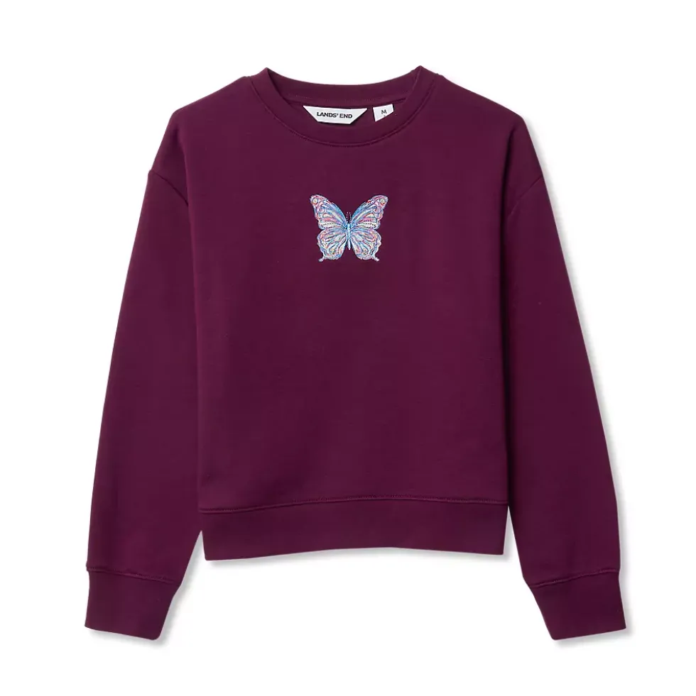 Girls Crew Neck Embroidered Sweatshirt