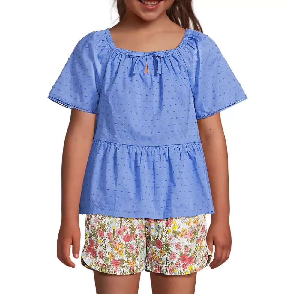 Girls Flutter Sleeve Tiered Peasant Top