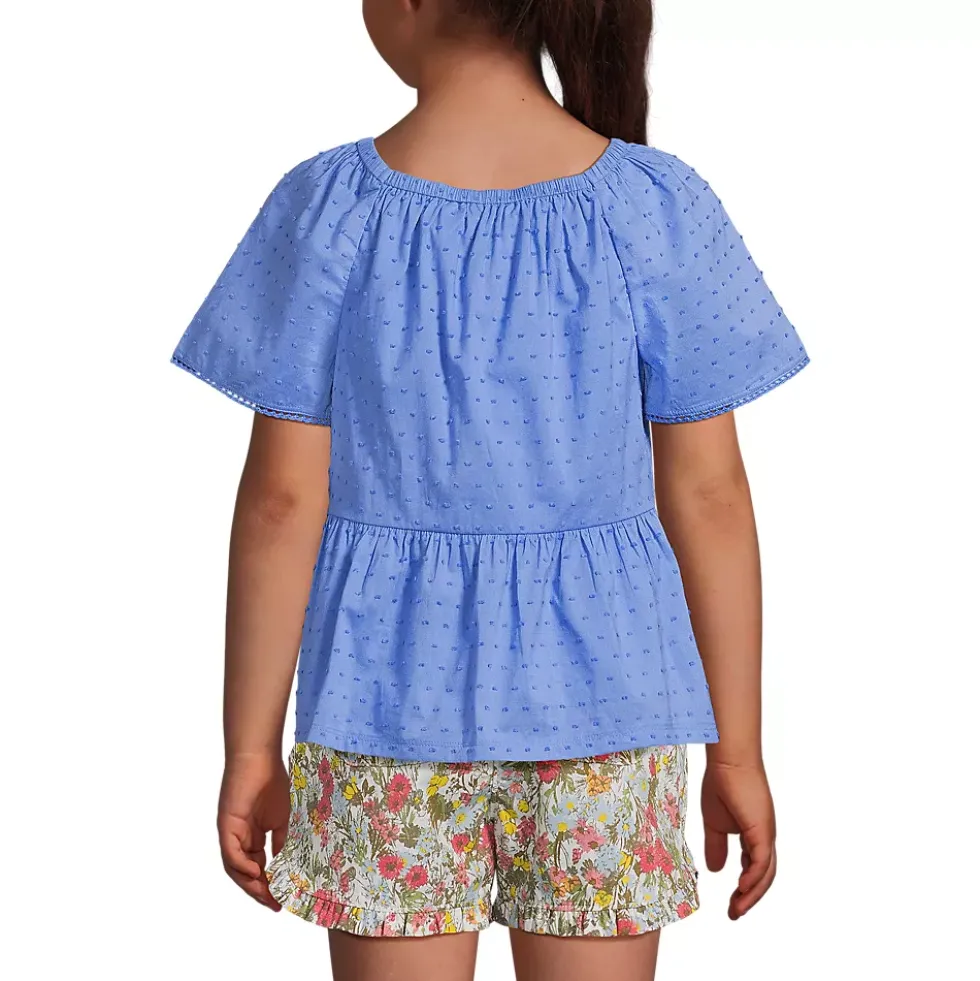 Girls Flutter Sleeve Tiered Peasant Top
