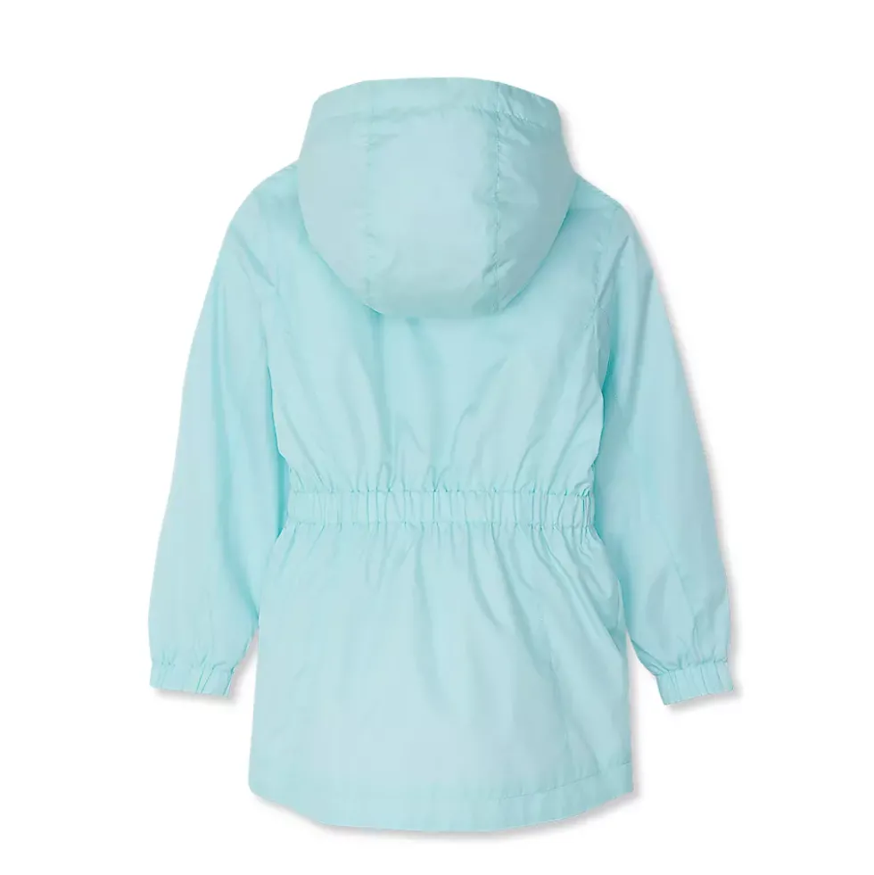 Girls Hooded Water Resistant Rain Jacket