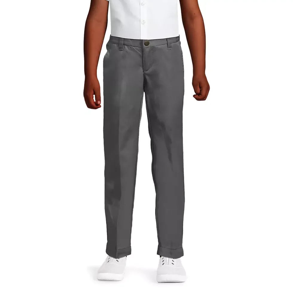 Girls Iron Knee Blend Plain Front Chino Pants