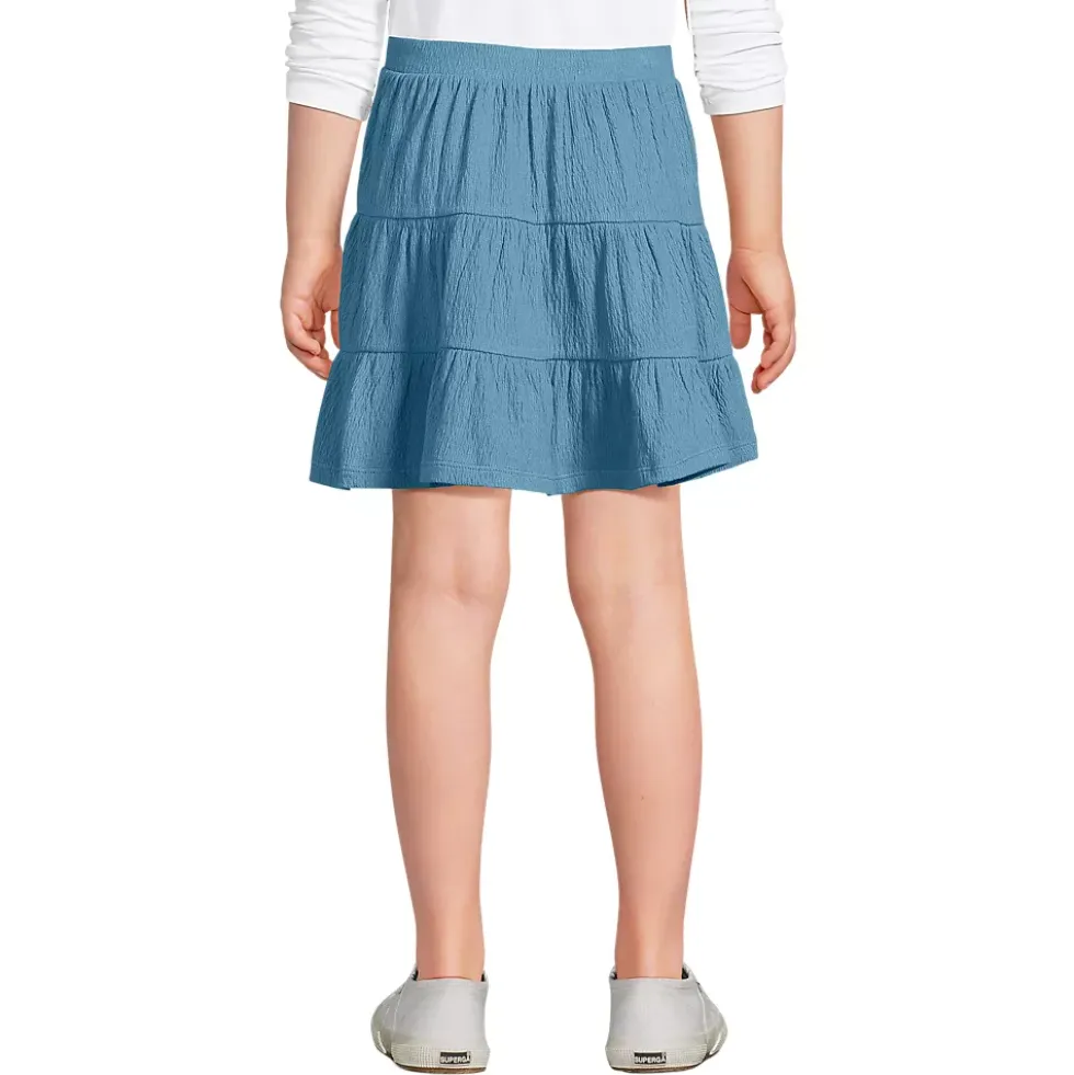 Girls Knit Gauze Tiered Skirt