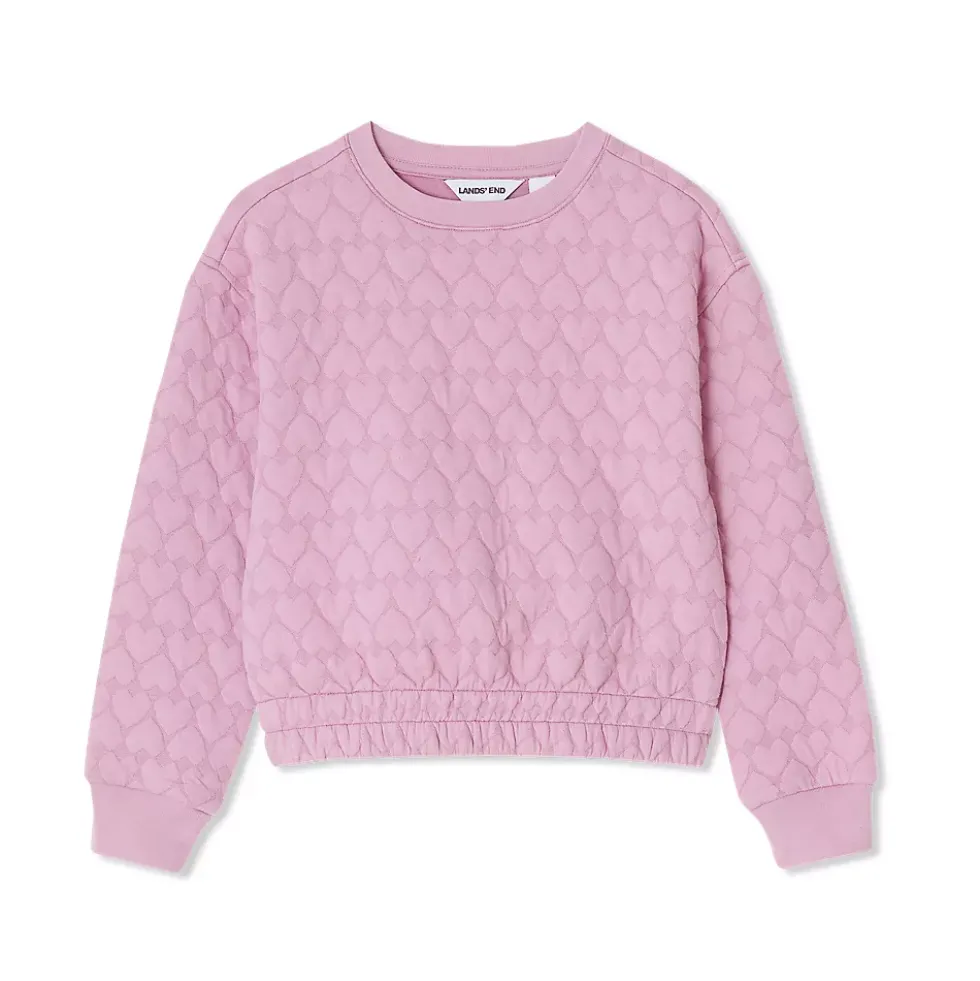 Girls Knit Quilted Crew Neck Sweatshirt