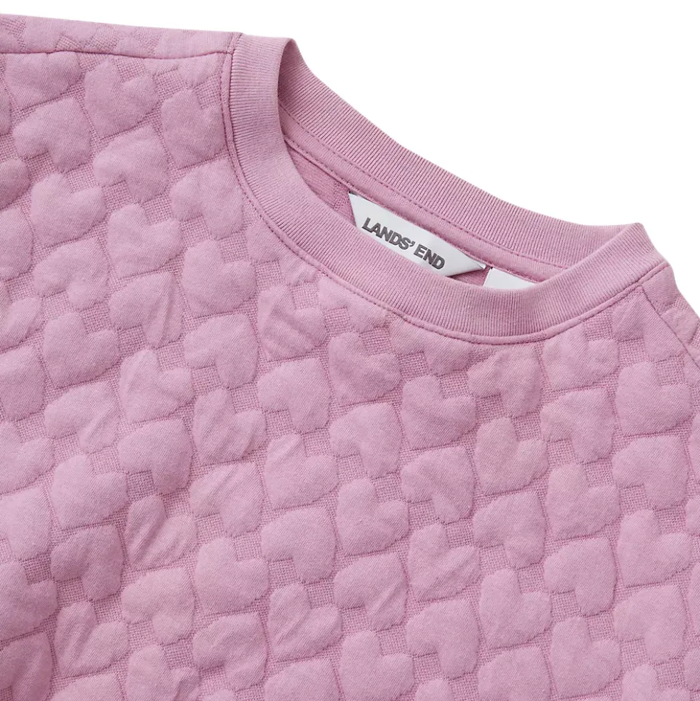 Girls Knit Quilted Crew Neck Sweatshirt