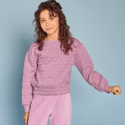 Girls Knit Quilted Crew Neck Sweatshirt