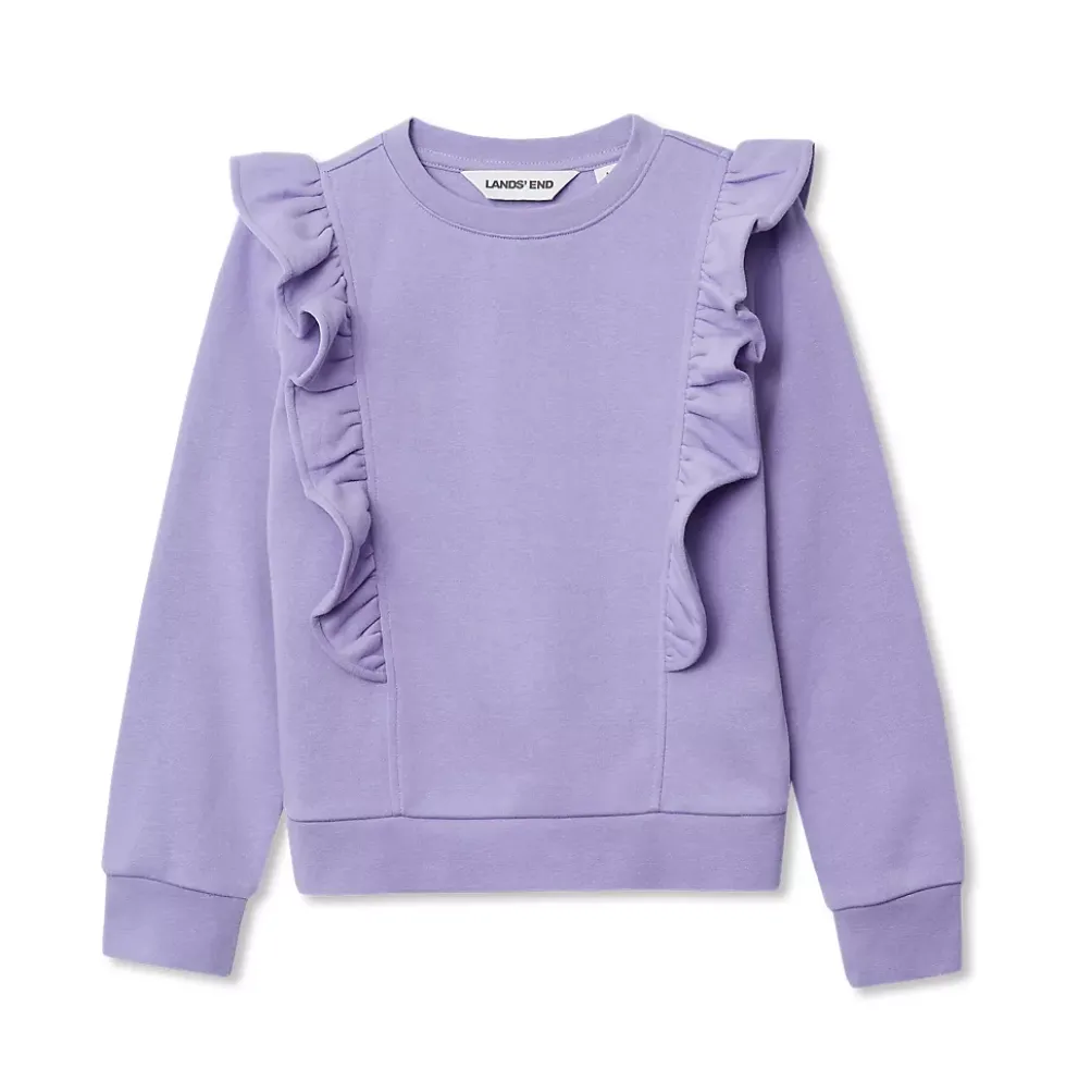 Girls Long Sleeve Cozy Fleece Ruffle Sweatshirt