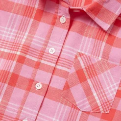 Girls Long Sleeve Cropped Flannel Shirt