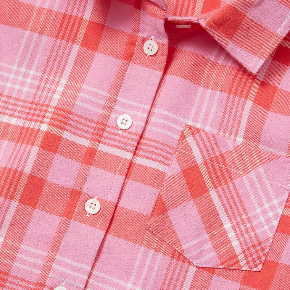 Girls Long Sleeve Cropped Flannel Shirt