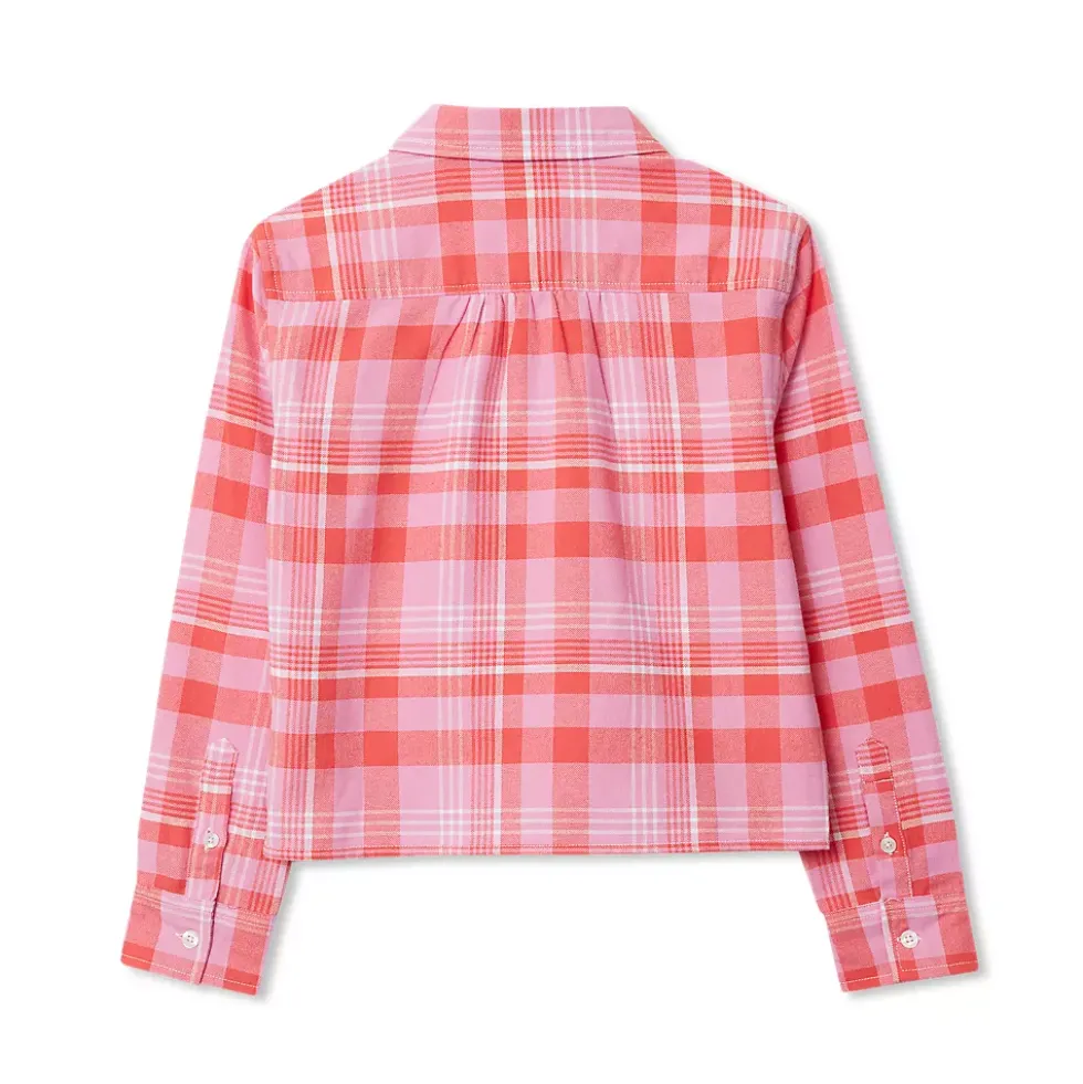 Girls Long Sleeve Cropped Flannel Shirt