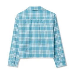 Girls Long Sleeve Cropped Flannel Shirt