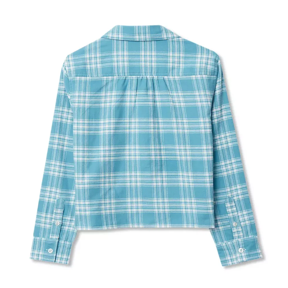 Girls Long Sleeve Cropped Flannel Shirt