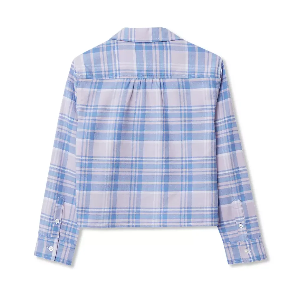 Girls Long Sleeve Cropped Flannel Shirt