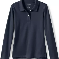 Girls Long Sleeve Feminine Fit Interlock Polo Shirt