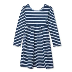 Girls Long Sleeve Gathered Waist Jersey Dress
