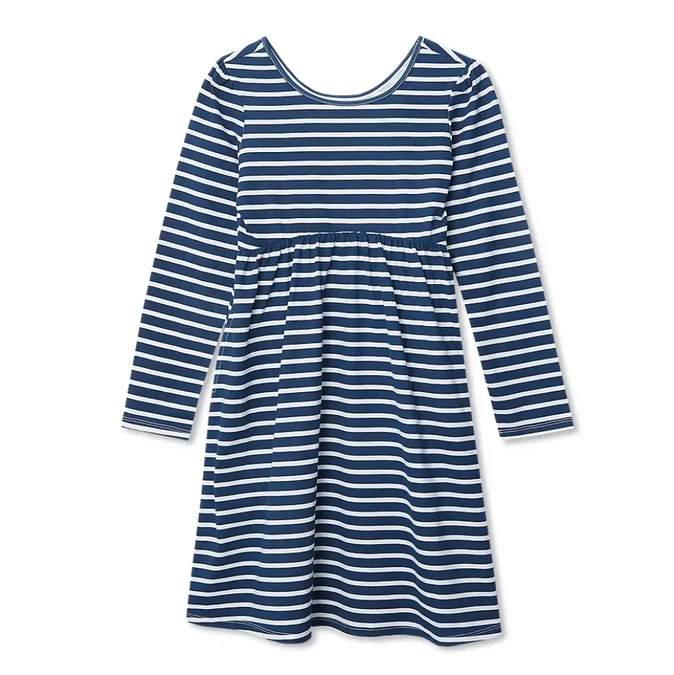 Girls Long Sleeve Gathered Waist Jersey Dress