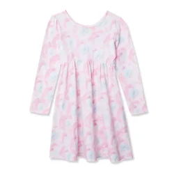 Girls Long Sleeve Gathered Waist Jersey Dress